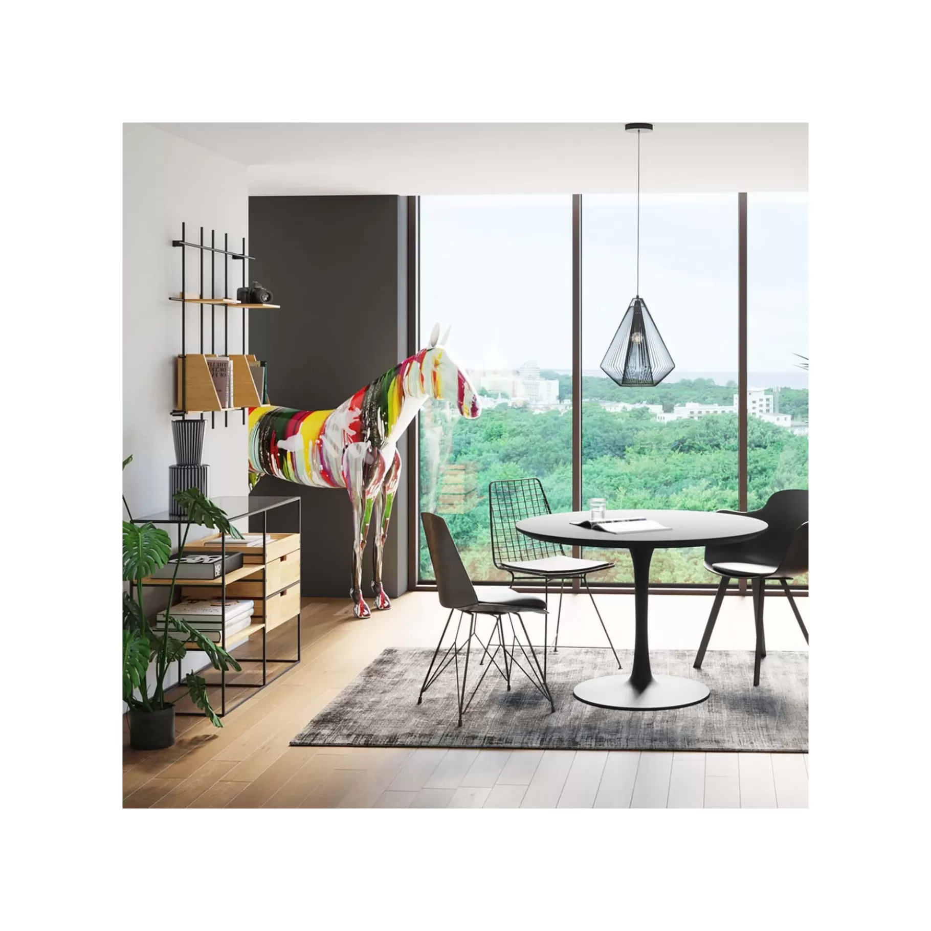 Cavallo Decorativo Extra Large Multicolore - Arredo Sculpturale Vibrante per Interni, Pezzo Unico