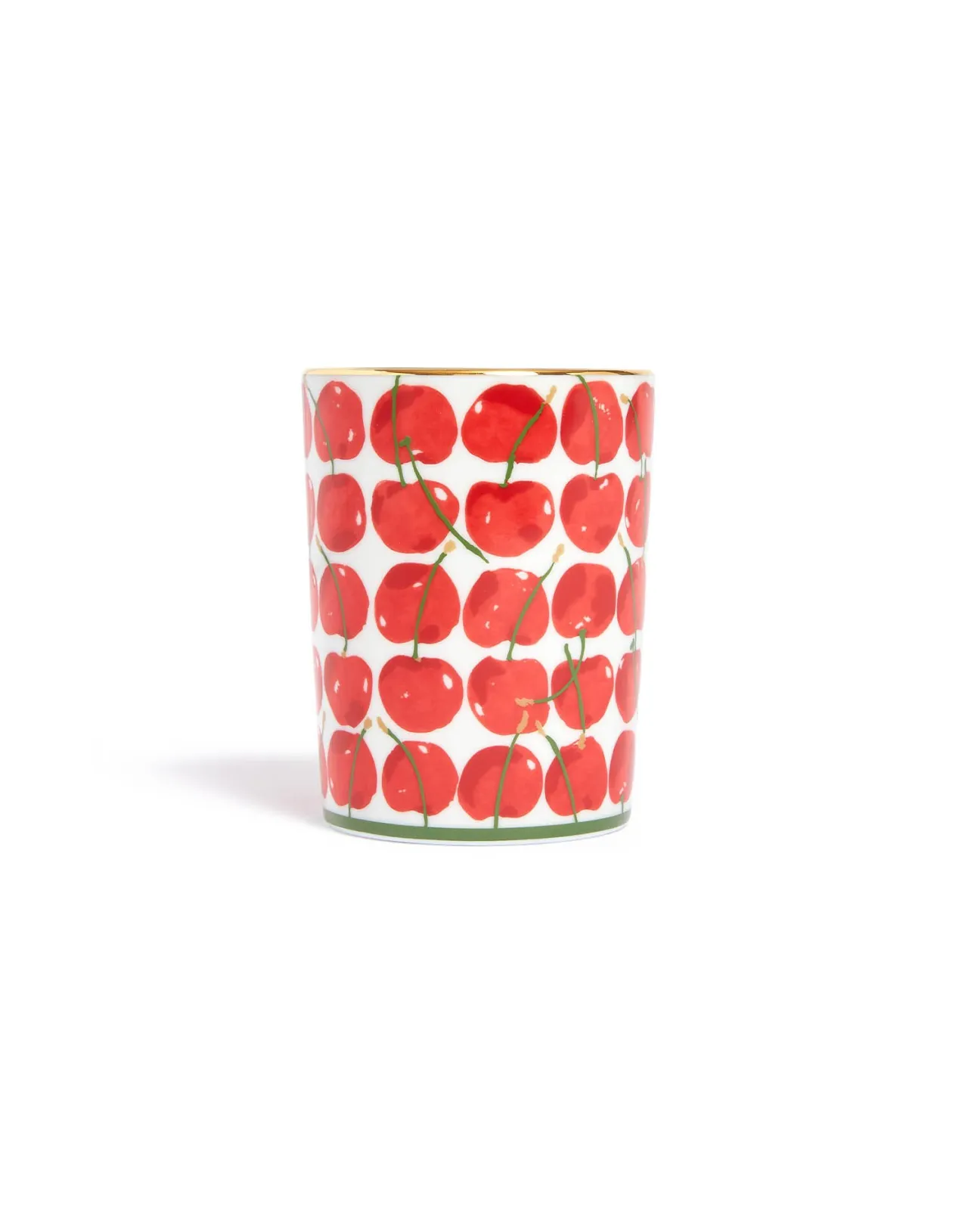 Tazza Decorativa in Porcellana con Motivo Ciliegie Avorio - Saldi La DoubleJ