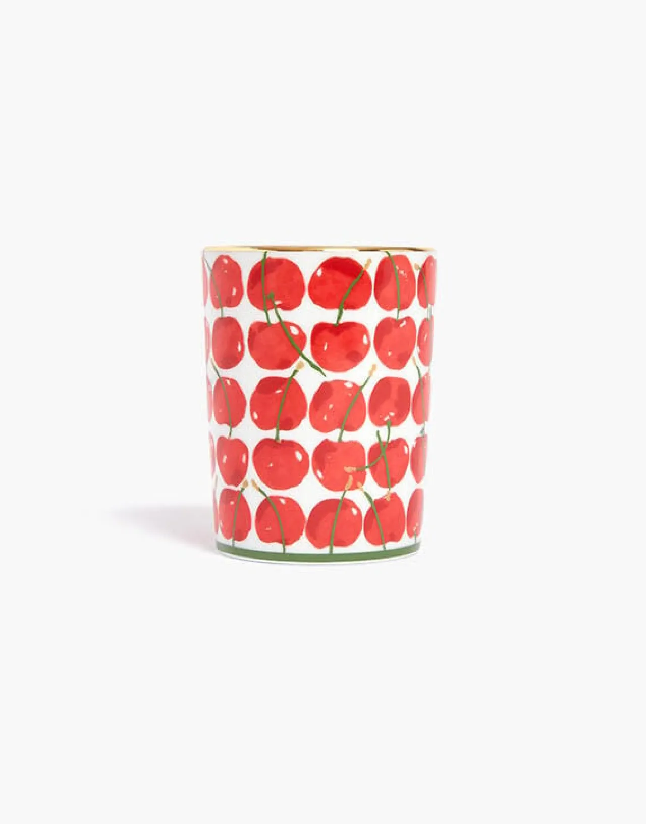Tazza Decorativa in Porcellana con Motivo Ciliegie Avorio - Saldi La DoubleJ
