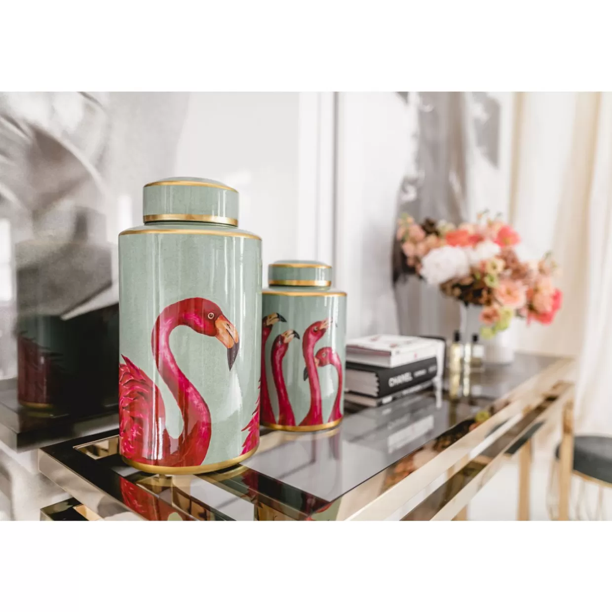 KARE Design Scatola Decorativa Fenicotteri 39cm - Portaconforti Stile Moderno per Arredamento Casa, Idee Regalo Originali