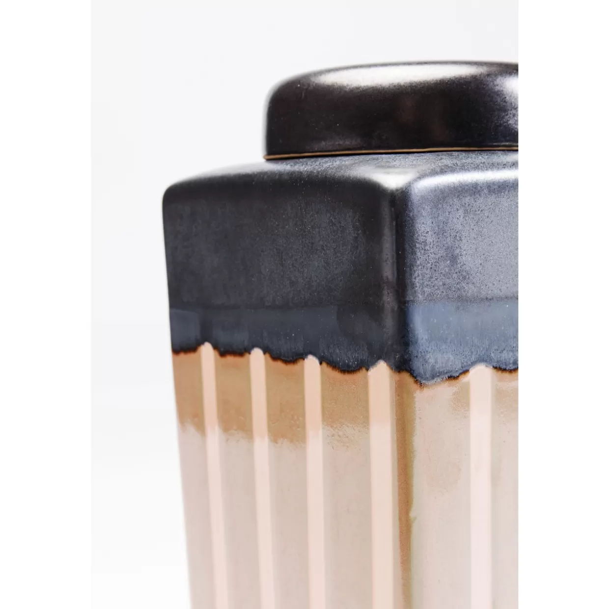 KARE Design - Barattolo Decorativo per la Casa in Righe Mocca, 30 cm - Ideale per Arredare con Stile