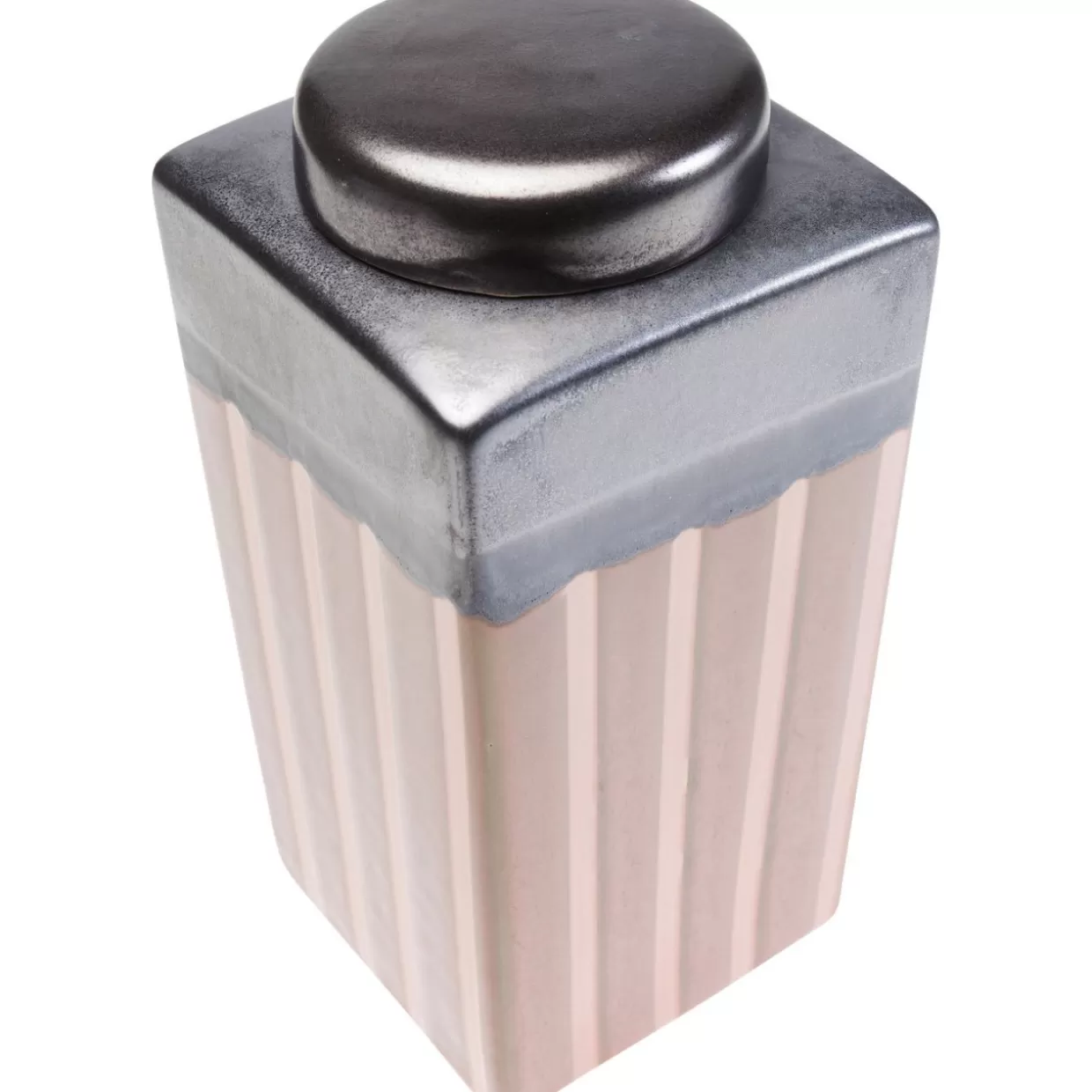 KARE Design - Barattolo Decorativo per la Casa in Righe Mocca, 30 cm - Ideale per Arredare con Stile