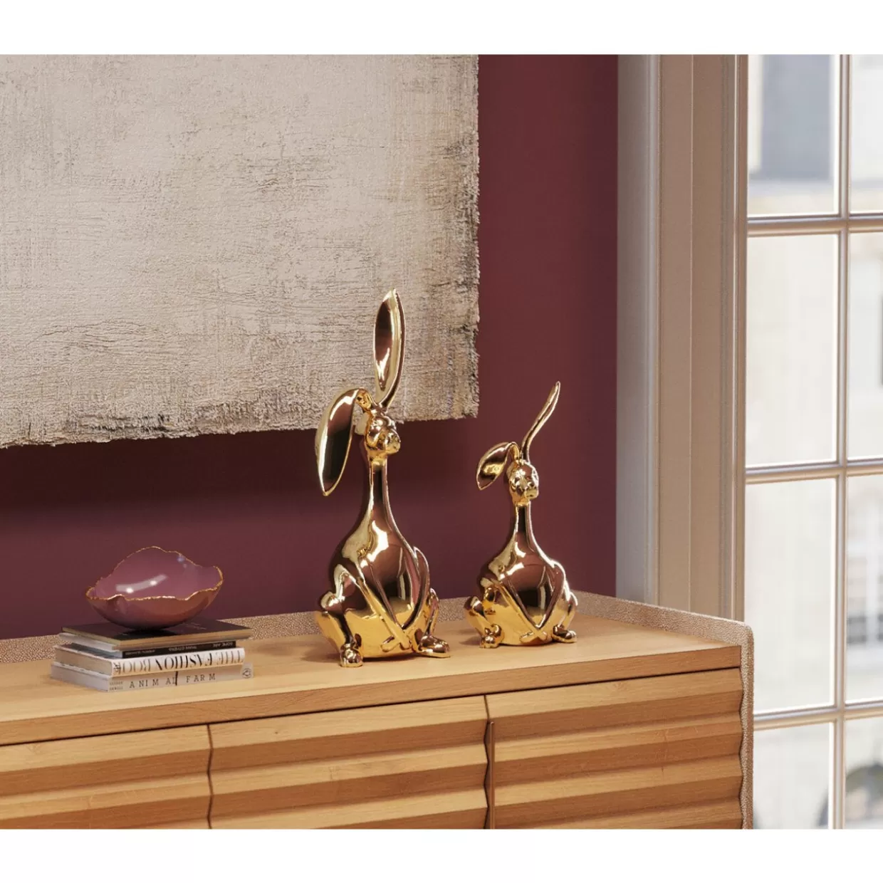KARE Design - Coniglio Decorativo in Oro per la Casa, Scultura Bunny Elegante H37 Articolo da Collezione o Regalo