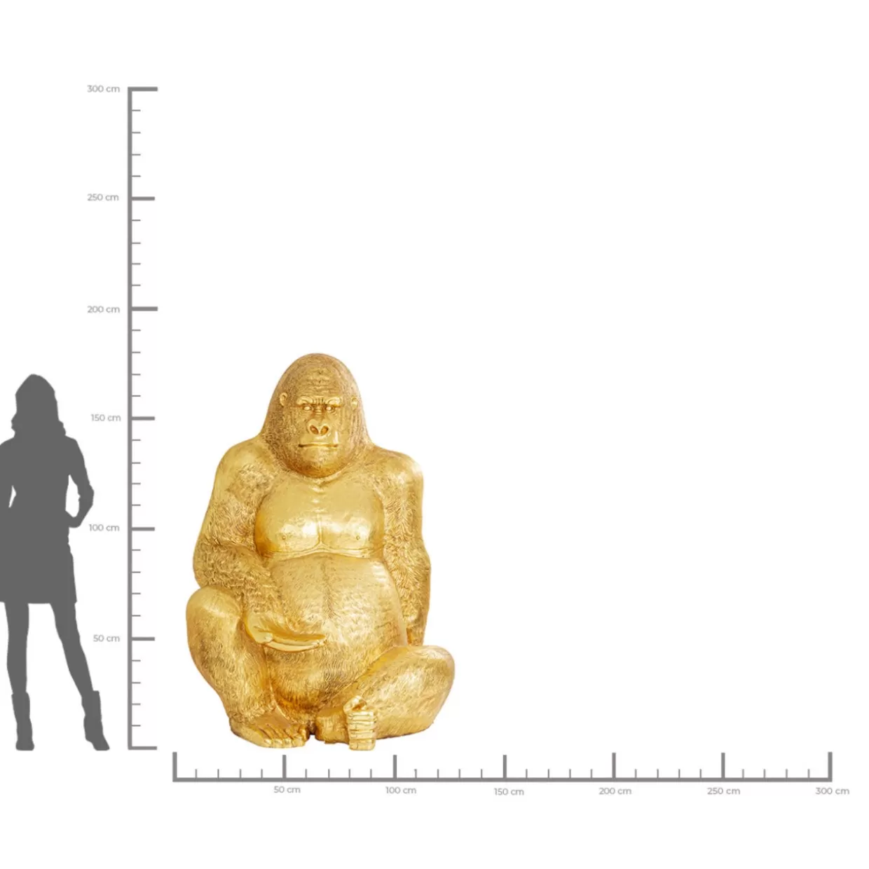 KARE Design - Scultura Gorilla in Resina Dorata, Altezza XL 180cm per Arredamento Moderno - Ideale Regalo per Appassionati di Design
