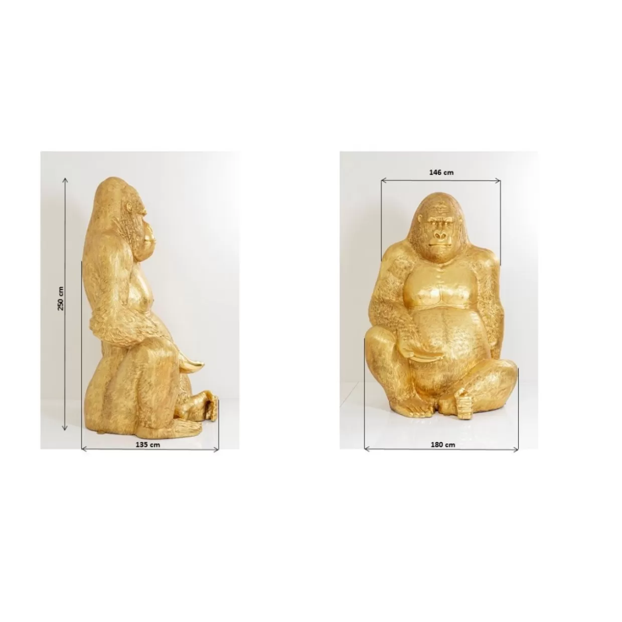 KARE Design - Scultura Elegante Gorilla Dorato Extra Large per Arredamento Moderno e Regali Originali