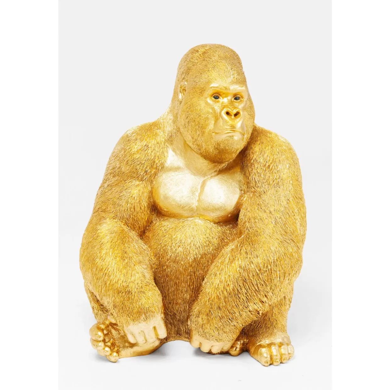 KARE Design - Scultura Decorativa Gorilla in Oro Lucido, Dimensioni XL per Interni - Statua Animale Stilizzata da Collezione