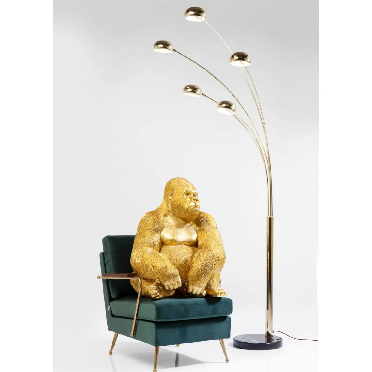KARE Design - Scultura Decorativa Gorilla in Oro Lucido, Dimensioni XL per Interni - Statua Animale Stilizzata da Collezione