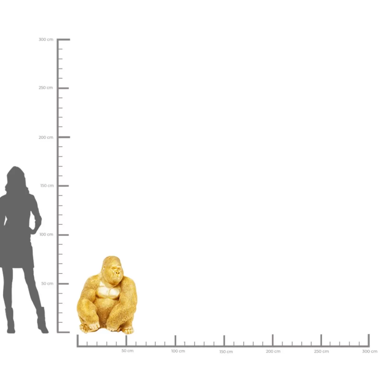 KARE Design - Scultura Decorativa Gorilla in Oro Lucido, Dimensioni XL per Interni - Statua Animale Stilizzata da Collezione