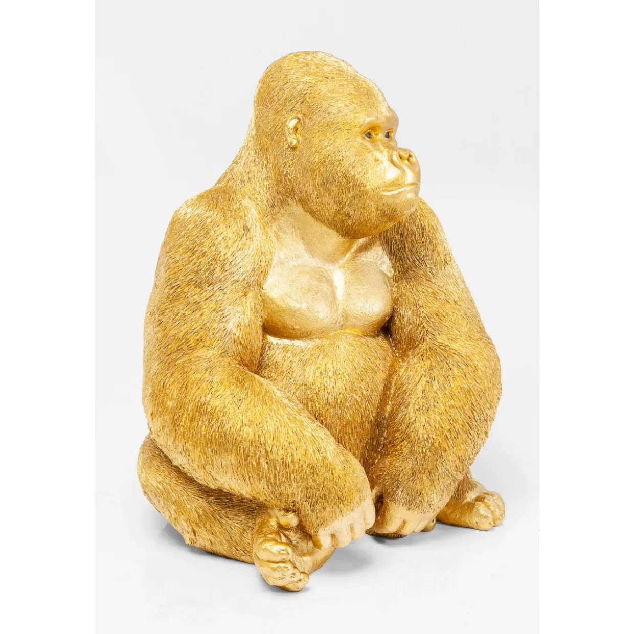KARE Design - Scultura Decorativa Gorilla in Oro Lucido, Dimensioni XL per Interni - Statua Animale Stilizzata da Collezione