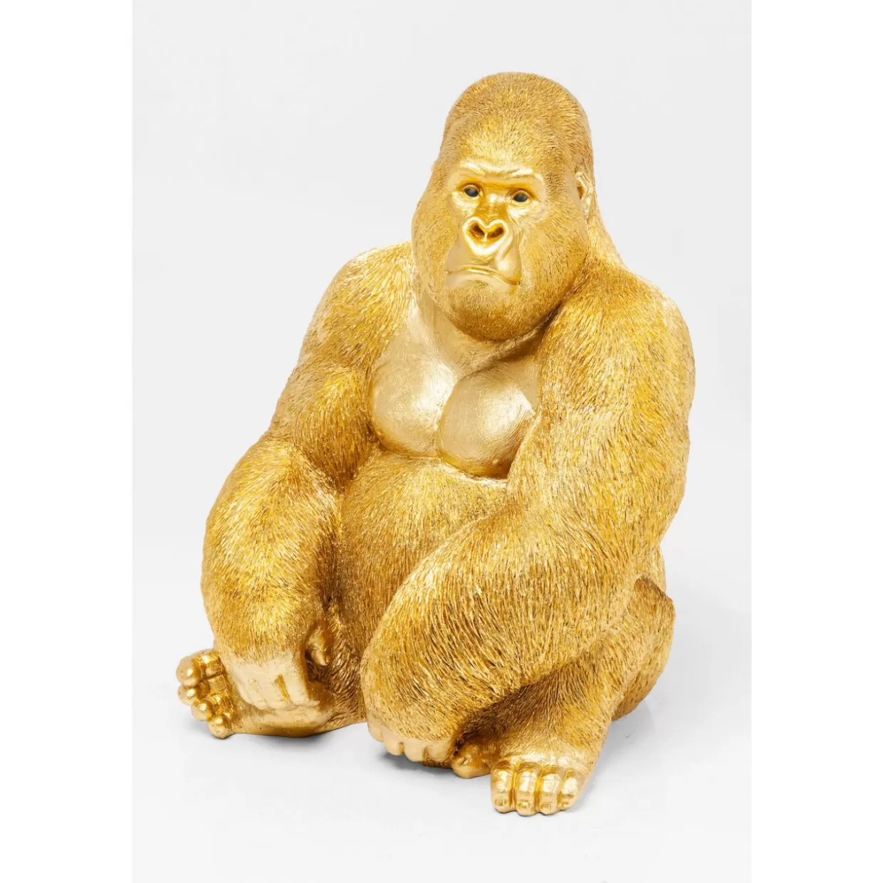 KARE Design - Scultura Decorativa Gorilla in Oro Lucido, Dimensioni XL per Interni - Statua Animale Stilizzata da Collezione