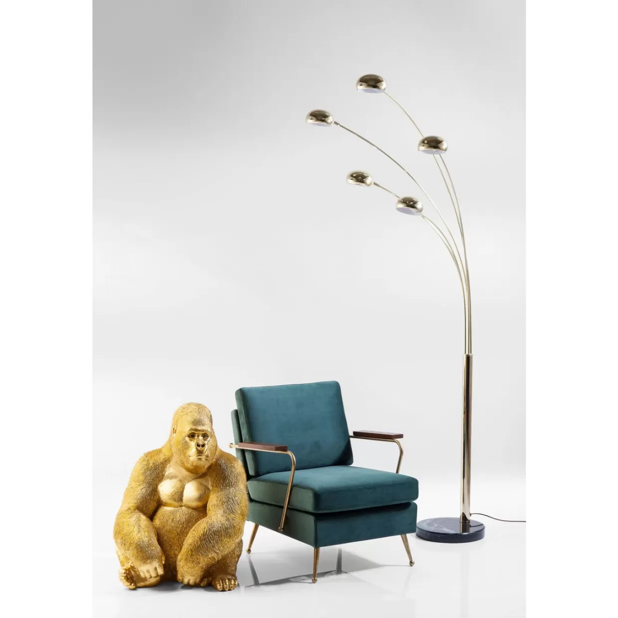 KARE Design - Scultura Decorativa Gorilla in Oro Lucido, Dimensioni XL per Interni - Statua Animale Stilizzata da Collezione