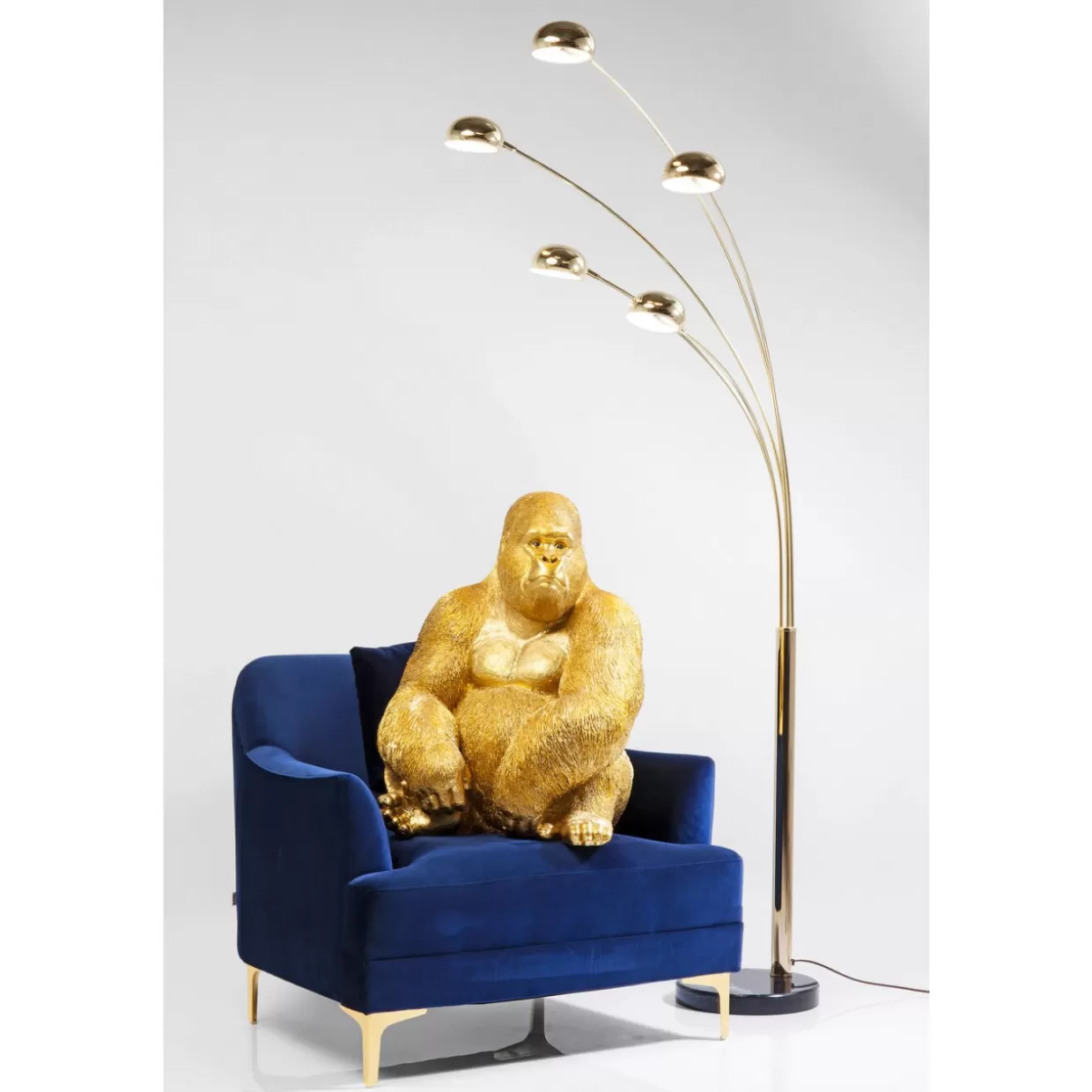 KARE Design - Scultura Decorativa Gorilla in Oro Lucido, Dimensioni XL per Interni - Statua Animale Stilizzata da Collezione
