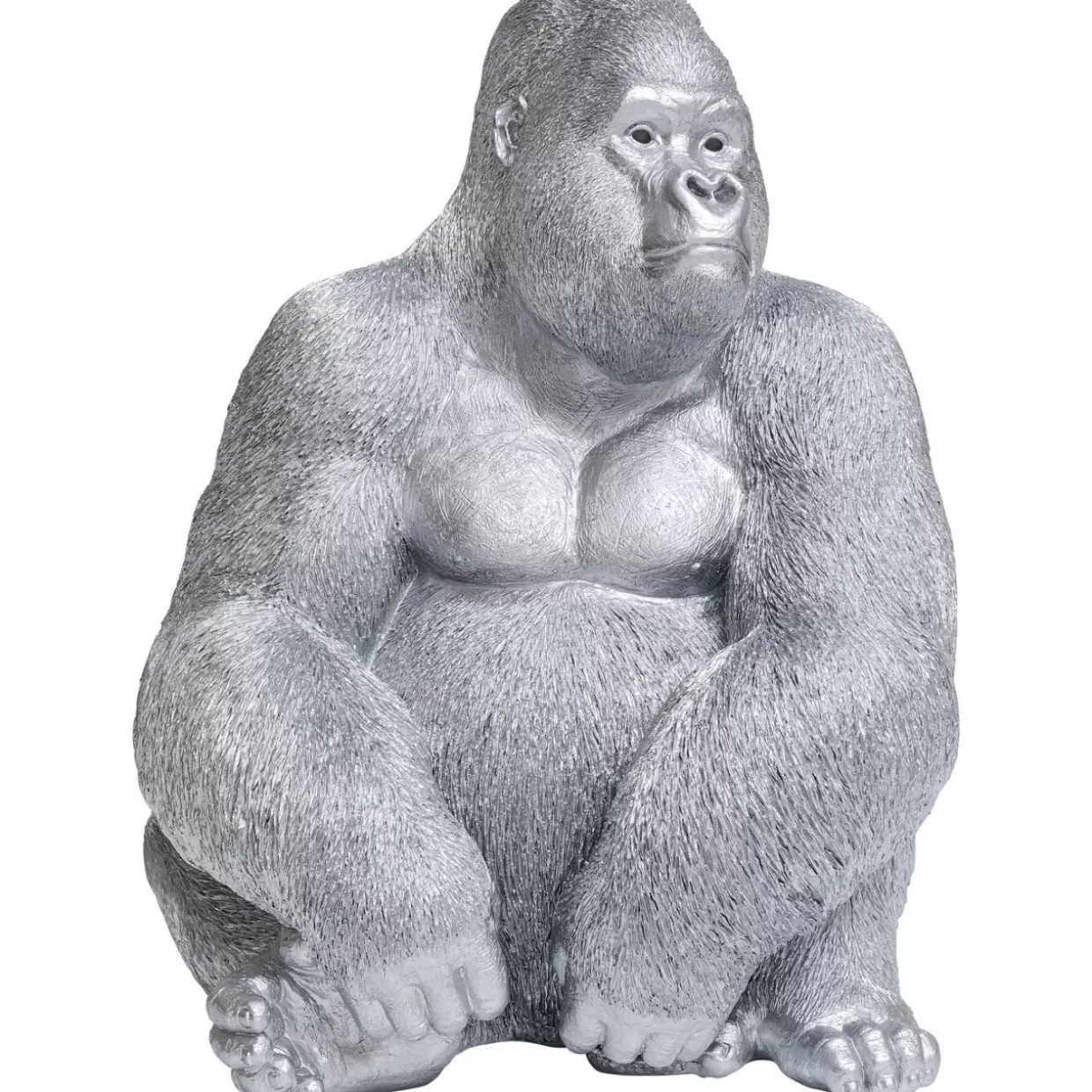 Scultura Gorilla Silver XL Grande - Decorativo per Interni e Idee Regalo Originali | Design Esclusivo KARE in Argento Opaco