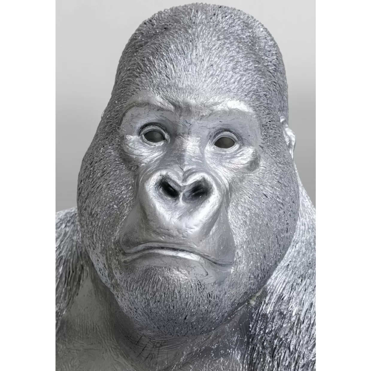 Scultura Gorilla Silver XL Grande - Decorativo per Interni e Idee Regalo Originali | Design Esclusivo KARE in Argento Opaco