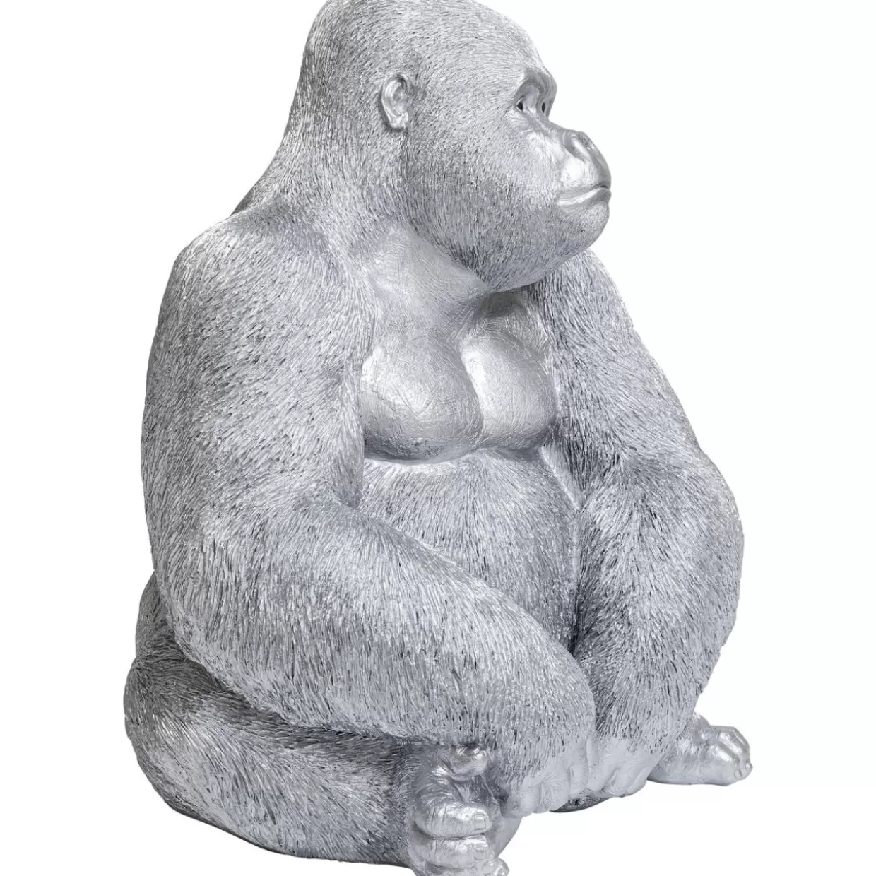 Scultura Gorilla Silver XL Grande - Decorativo per Interni e Idee Regalo Originali | Design Esclusivo KARE in Argento Opaco