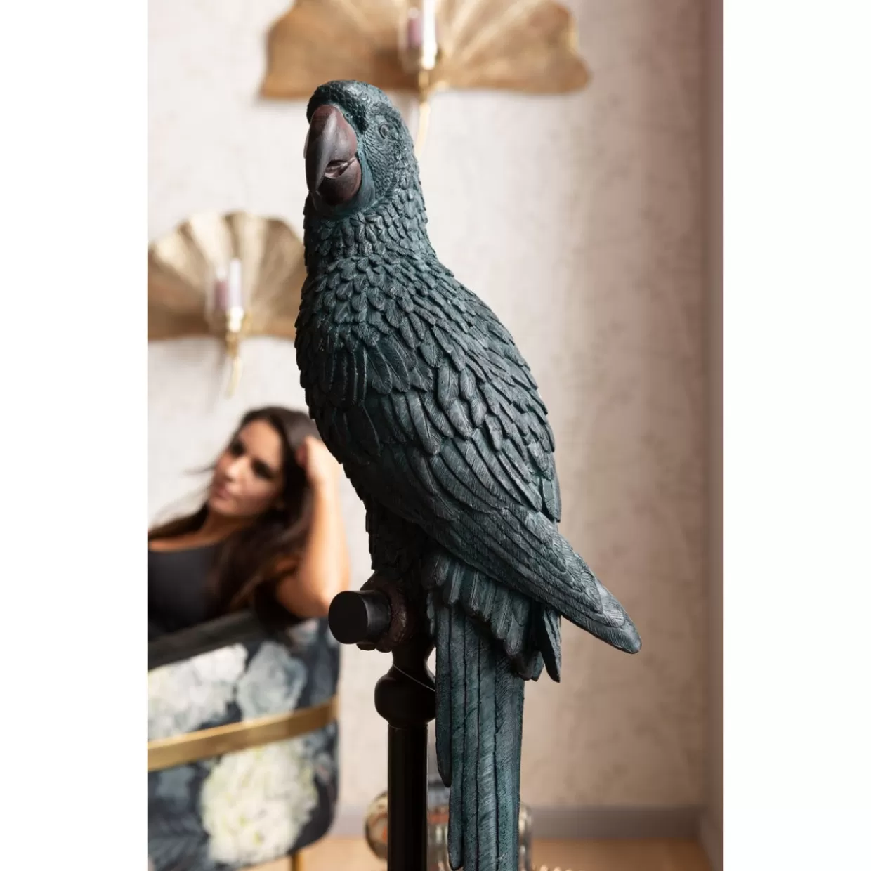 KARE Design Collezione Esclusiva - Scultura Decorativa Pappagallo in Tonalità Petrolio, Ideale per Arredamento Moderno e Regali Creativi 

（：，，，，SEO。