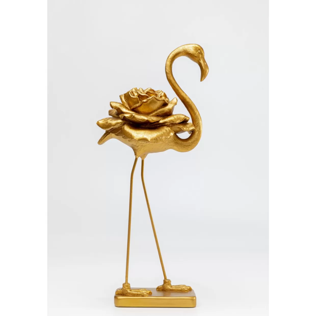 KARE Design Complementi d'Arredo Creativi | Elegante Flamingo Rosa in Tonalità Oro - Statua Decorativa da 63 cm per Interni ed Esterni