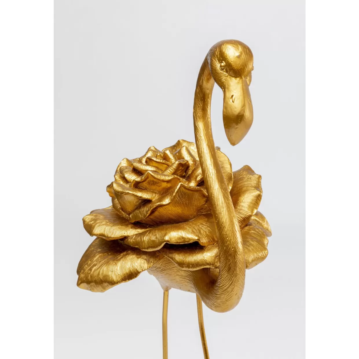 KARE Design Complementi d'Arredo Creativi | Elegante Flamingo Rosa in Tonalità Oro - Statua Decorativa da 63 cm per Interni ed Esterni