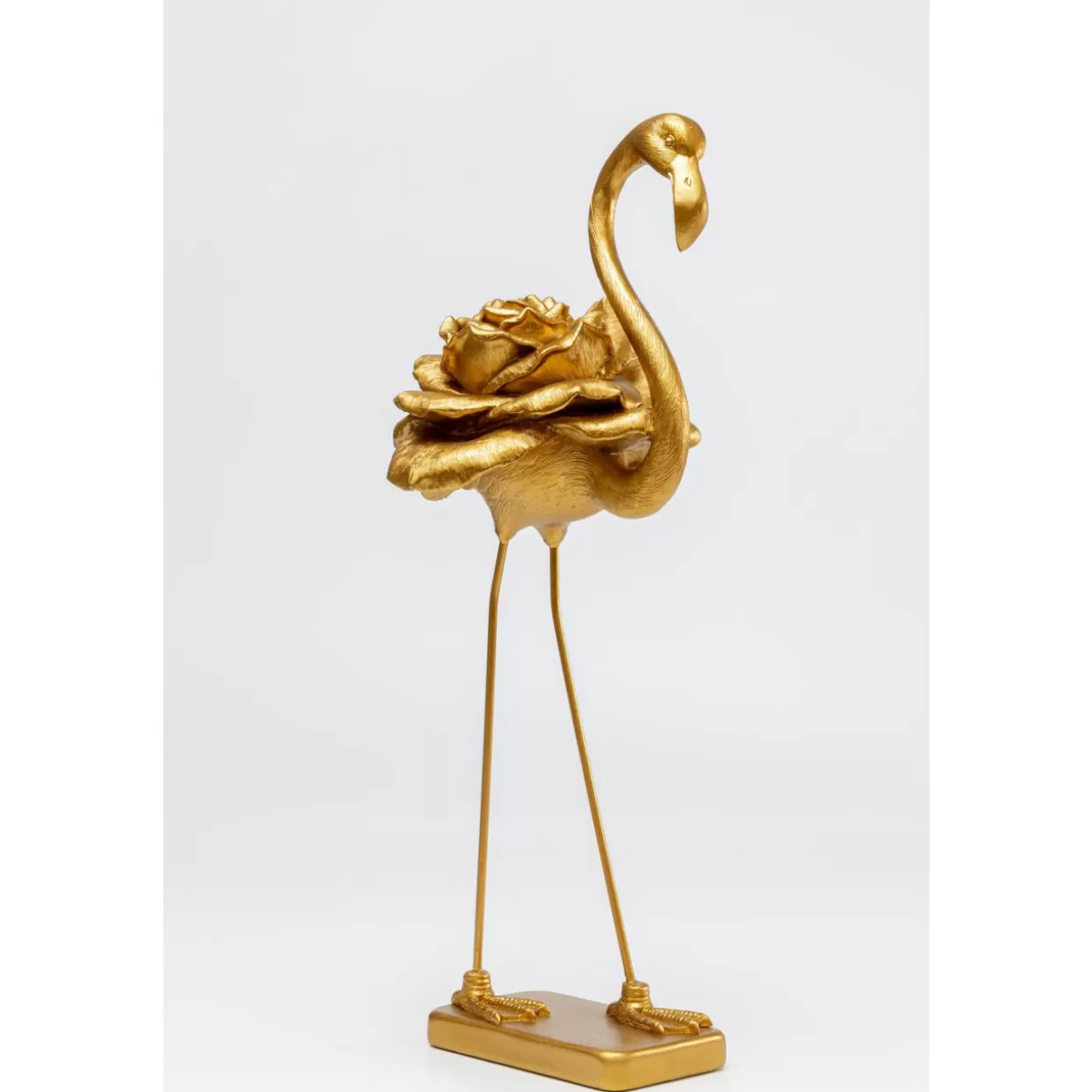 KARE Design Complementi d'Arredo Creativi | Elegante Flamingo Rosa in Tonalità Oro - Statua Decorativa da 63 cm per Interni ed Esterni