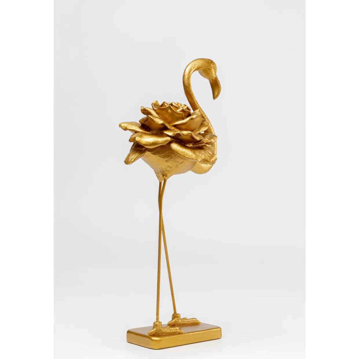 KARE Design Complementi d'Arredo Creativi | Elegante Flamingo Rosa in Tonalità Oro - Statua Decorativa da 63 cm per Interni ed Esterni