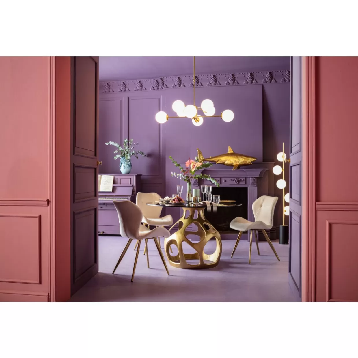 Scultura da Collezione Squalo Henry Dorato 106 cm - Decorazione Moderna KARE Design per Interni e Idee Regalo Originali