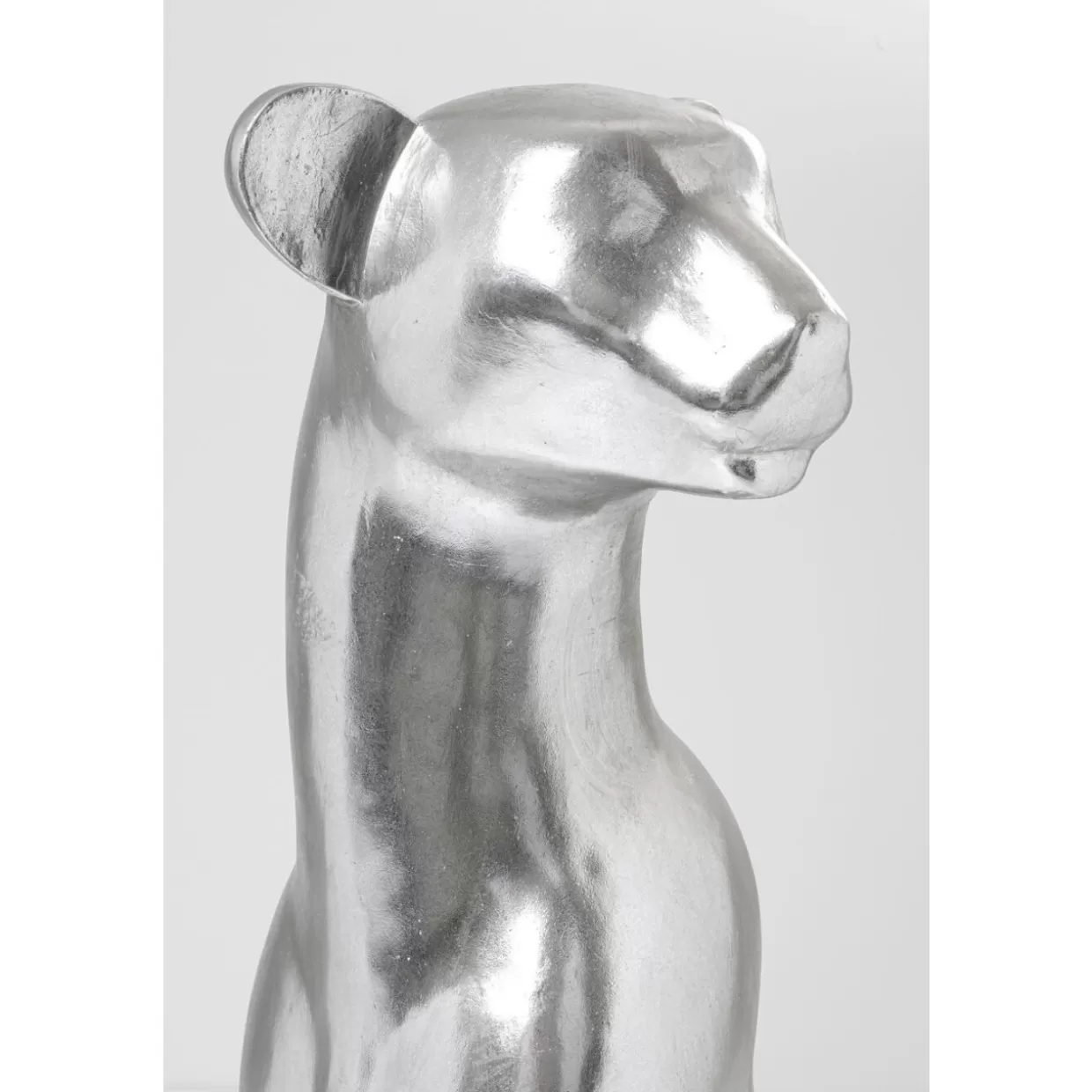 Leopardo Argento Seduto - Scultura Decorativa KARE Design 150 cm per Interni e Giardino