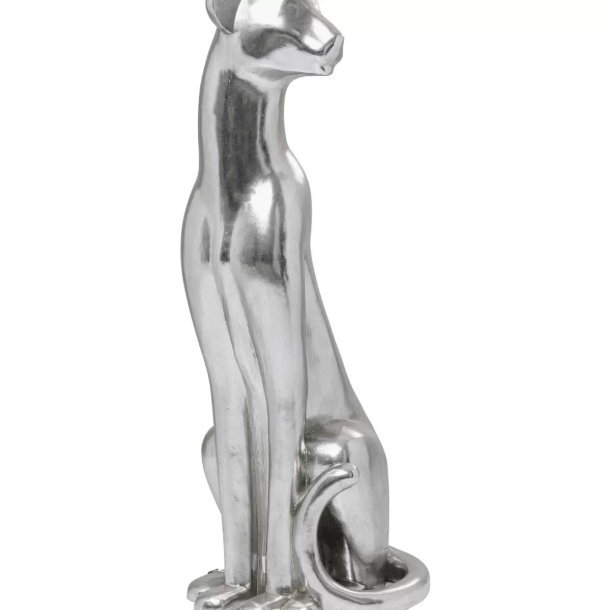 Leopardo Argento Seduto - Scultura Decorativa KARE Design 150 cm per Interni e Giardino
