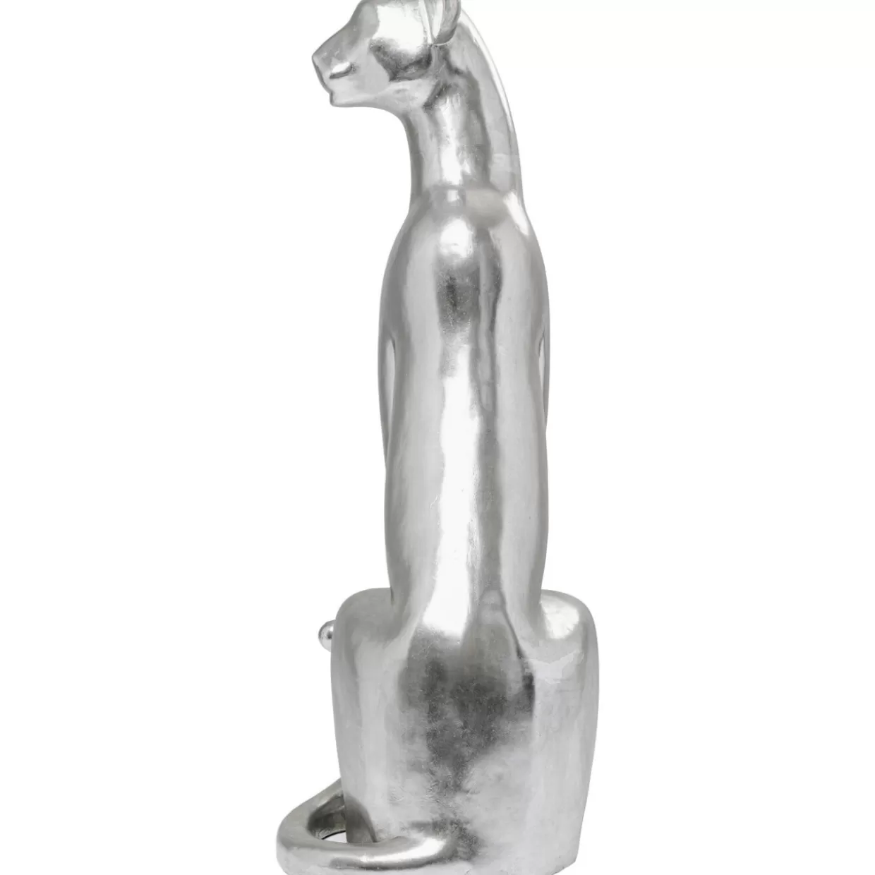 Leopardo Argento Seduto - Scultura Decorativa KARE Design 150 cm per Interni e Giardino