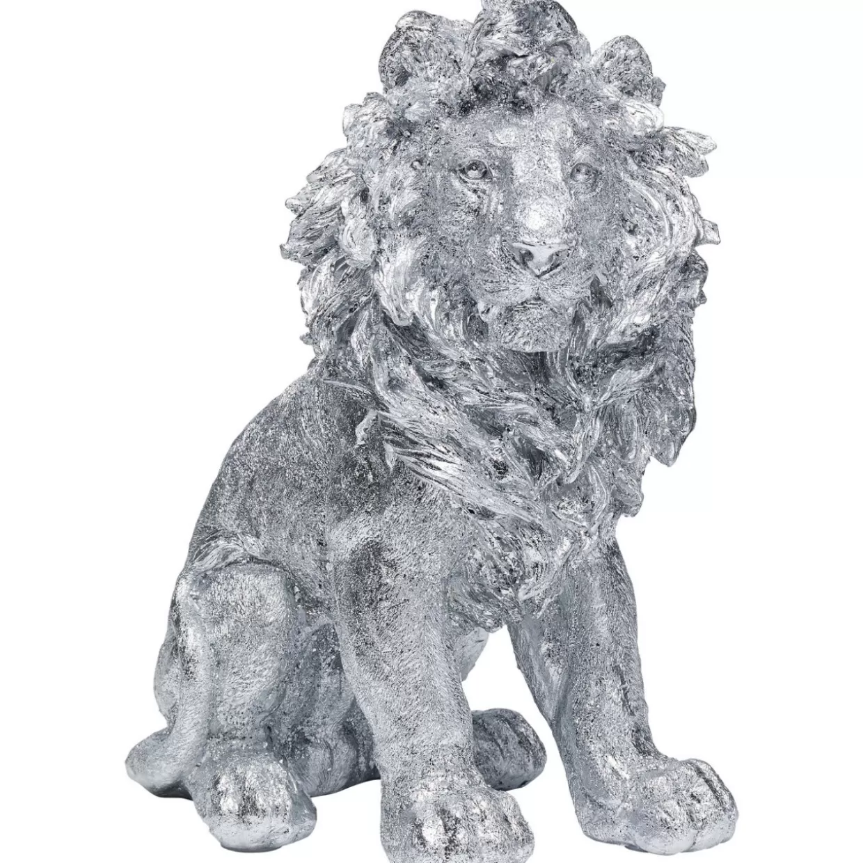 Leone Elegante in Argento Lucido - Scultura Decorativa da Tavolo 42 cm per Interni | Statua da Collezione KARE Design - Idea Regalo Esclusiva per Appassionati di Arredamento
