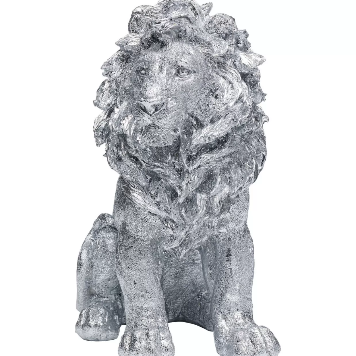 Leone Elegante in Argento Lucido - Scultura Decorativa da Tavolo 42 cm per Interni | Statua da Collezione KARE Design - Idea Regalo Esclusiva per Appassionati di Arredamento