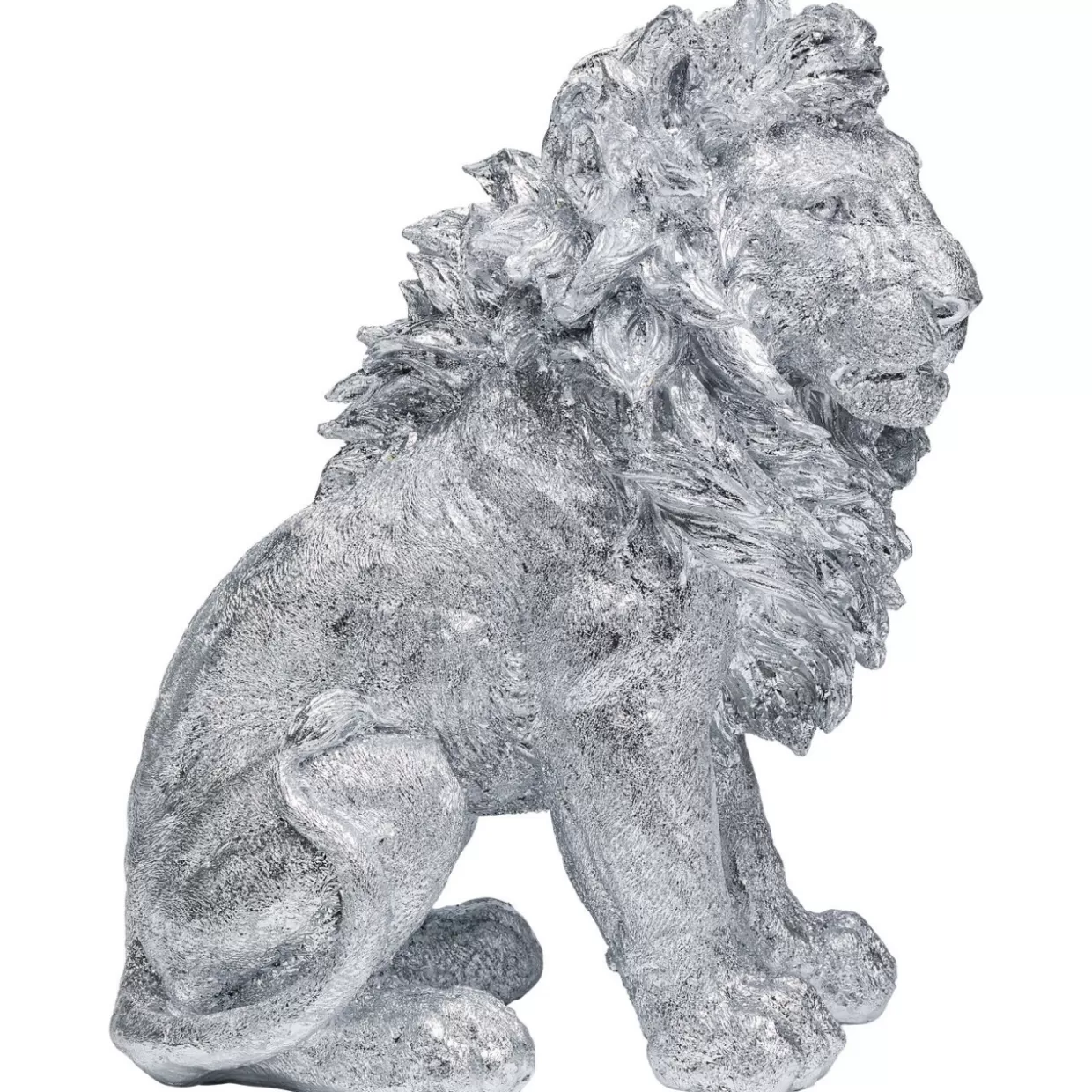 Leone Elegante in Argento Lucido - Scultura Decorativa da Tavolo 42 cm per Interni | Statua da Collezione KARE Design - Idea Regalo Esclusiva per Appassionati di Arredamento