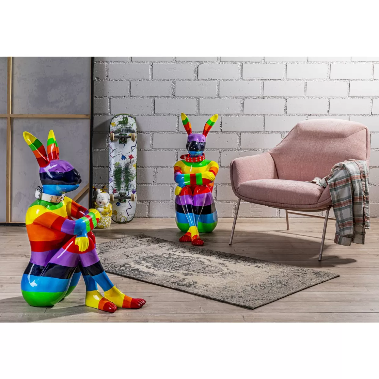 KARE Design - Statua Decorativa Coniglio Seduto Arcobaleno, 80 cm - Idea Regalo Originale per la Casa