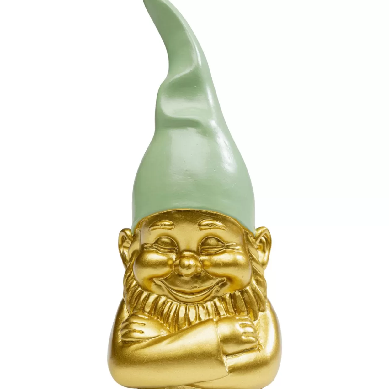 Gnomo Portafortuna in Tonalità Oro e Verde - Decorazione per Interni KARE Design, Altezza 21cm, Stile Moderno per Regali e Arredamento