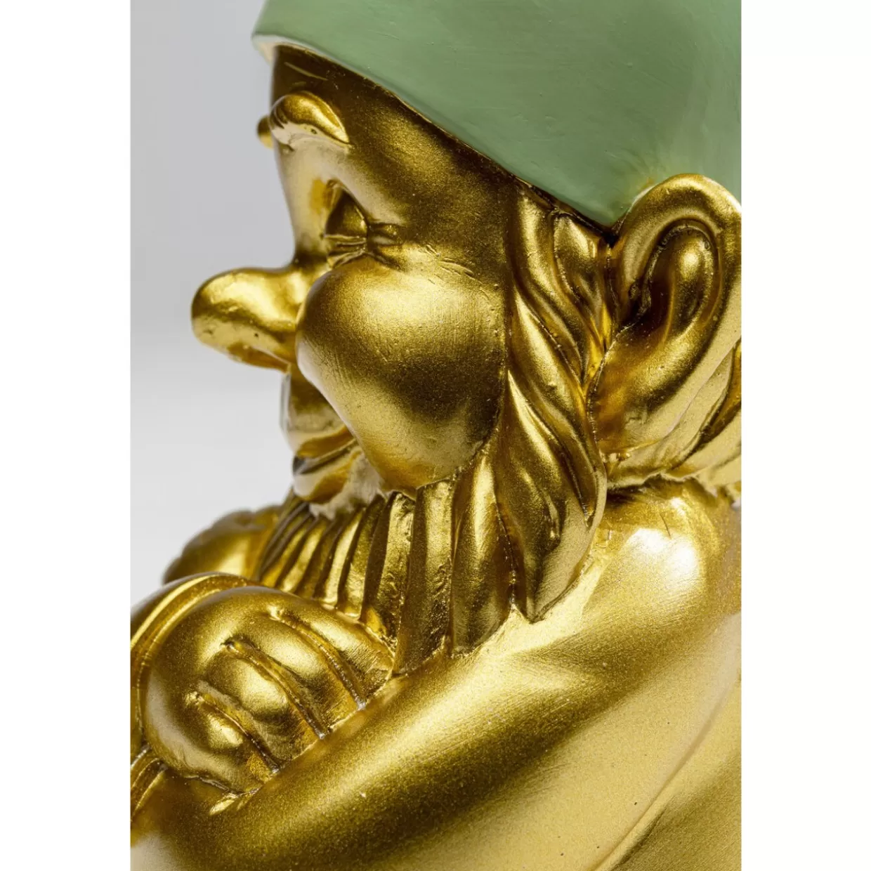 Gnomo Portafortuna in Tonalità Oro e Verde - Decorazione per Interni KARE Design, Altezza 21cm, Stile Moderno per Regali e Arredamento