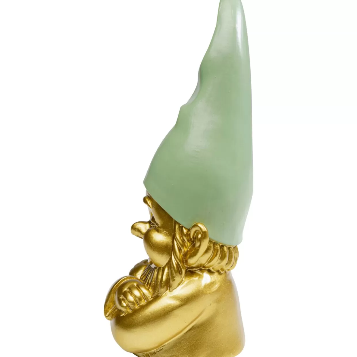 Gnomo Portafortuna in Tonalità Oro e Verde - Decorazione per Interni KARE Design, Altezza 21cm, Stile Moderno per Regali e Arredamento