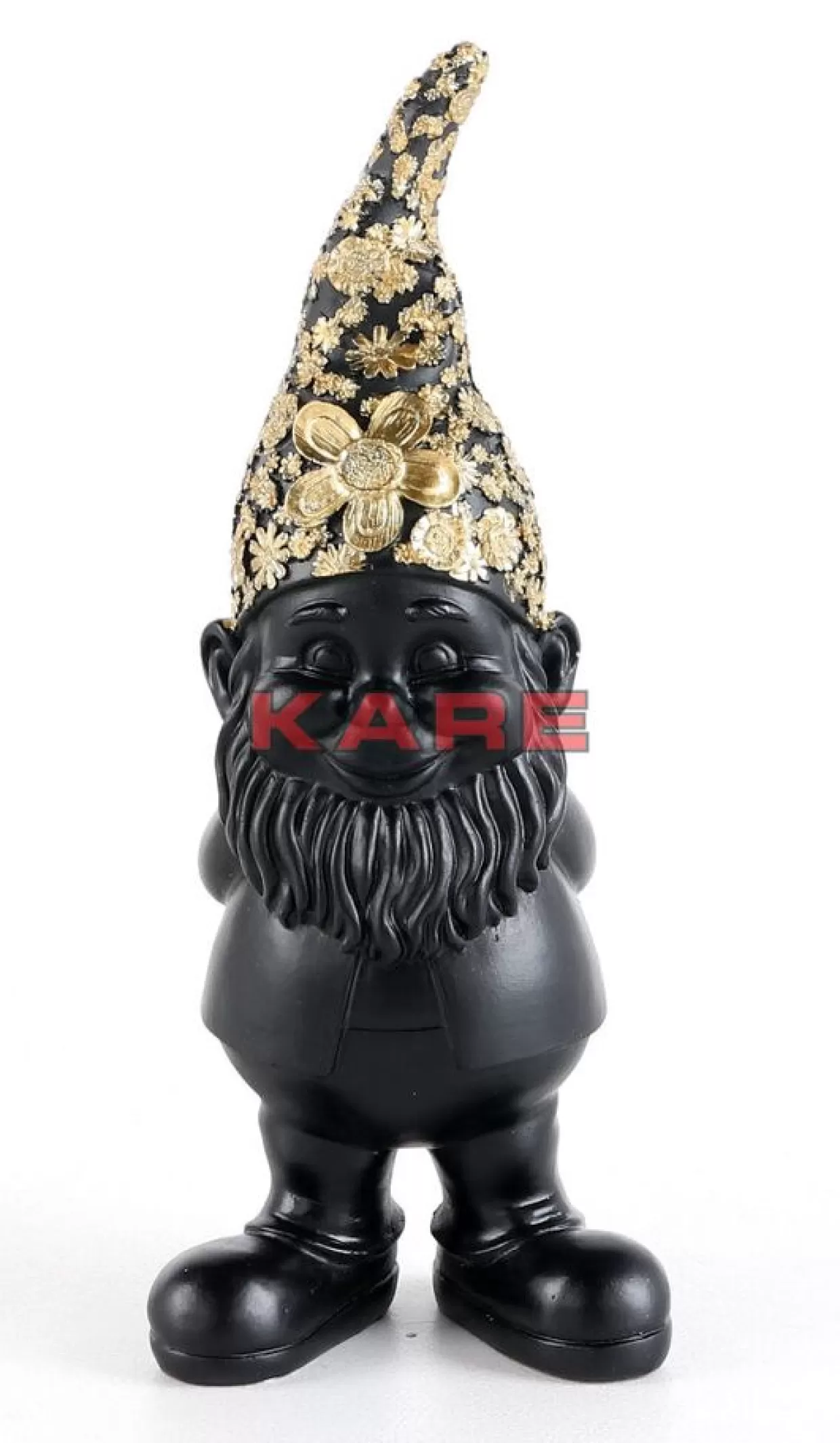 KARE Design - Gnomo da Collezione in Nero e Oro, 30 cm - Statua da Interno per Arredamento Creativo e Regali Unici