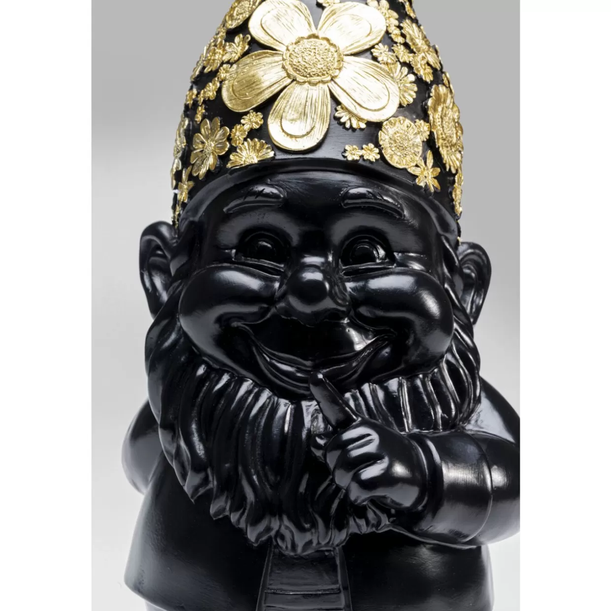 KARE Design Decorazioni & Articoli Regalo - Nano da Giardino Elegante in Nero e Oro, Altezza 46 cm per Interni ed Esterni