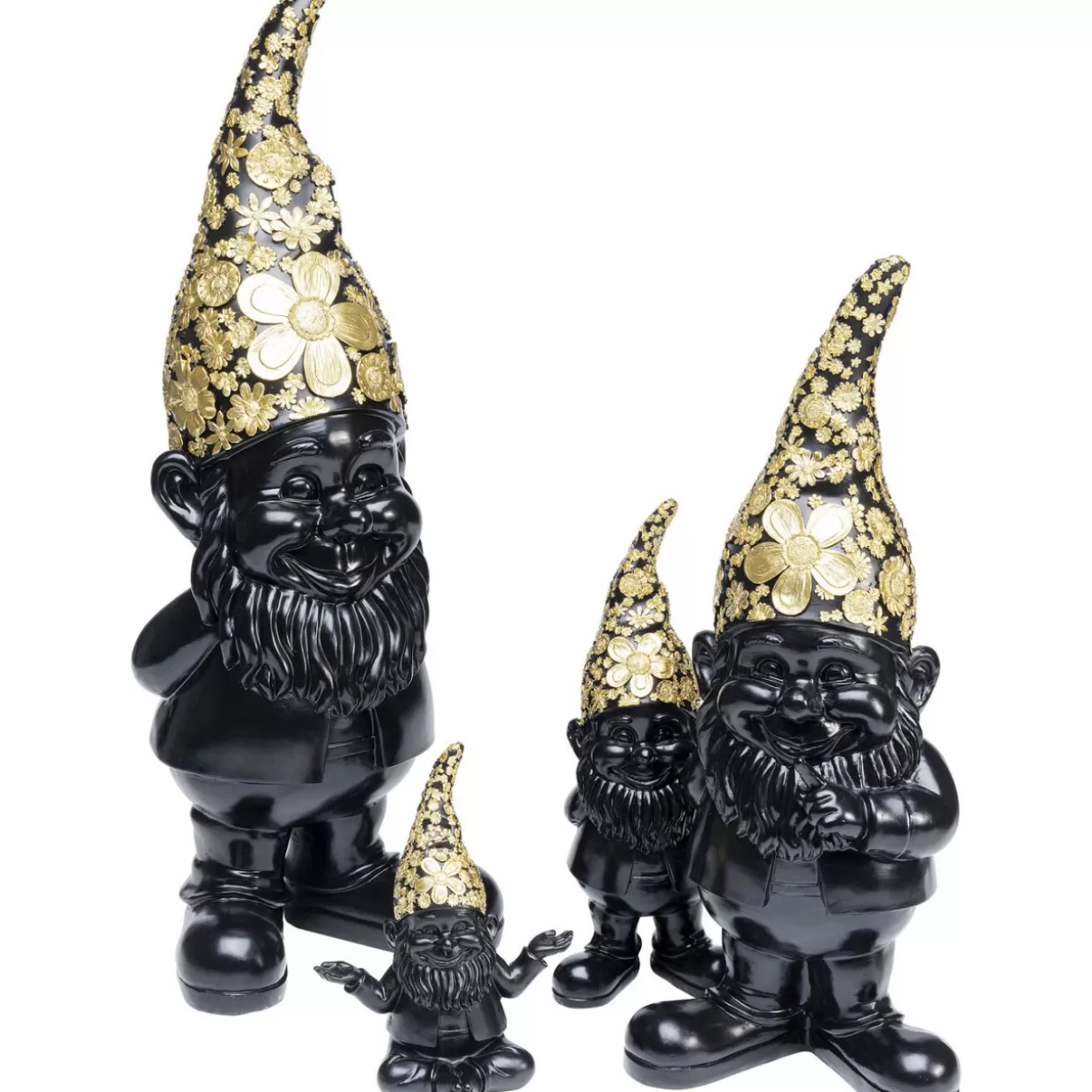 KARE Design Decorazioni & Articoli Regalo - Nano da Giardino Elegante in Nero e Oro, Altezza 46 cm per Interni ed Esterni