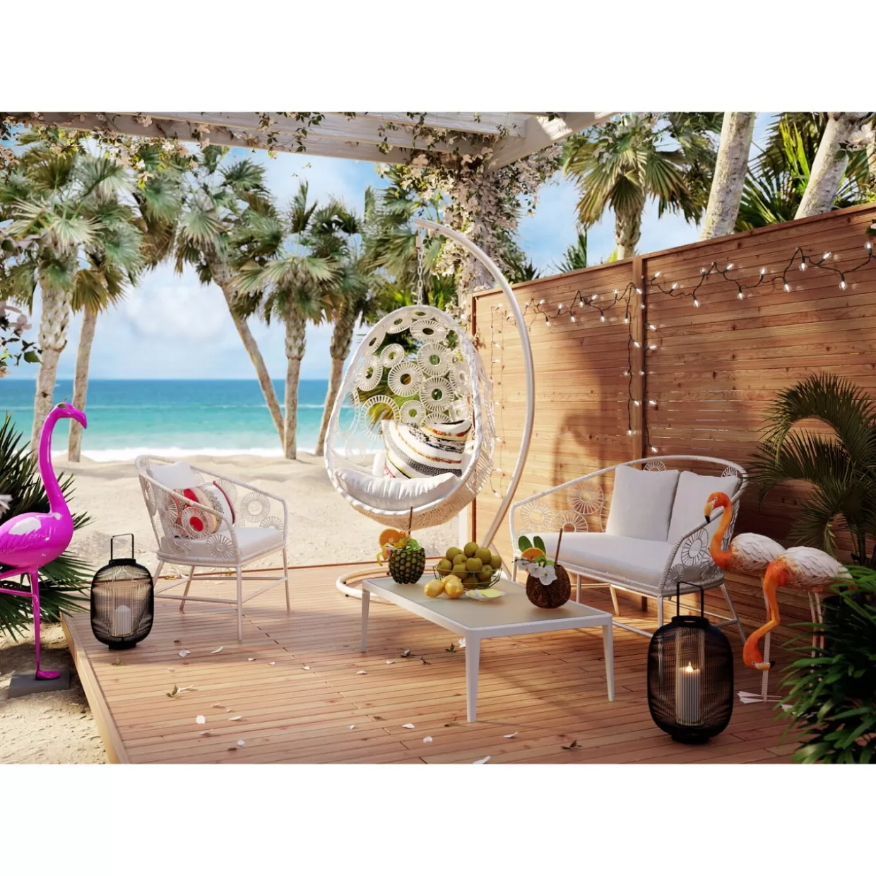 KARE Design - Flamingo Road 75 cm, Oggetto Decorativo per Interni con Stile Tropicale

，