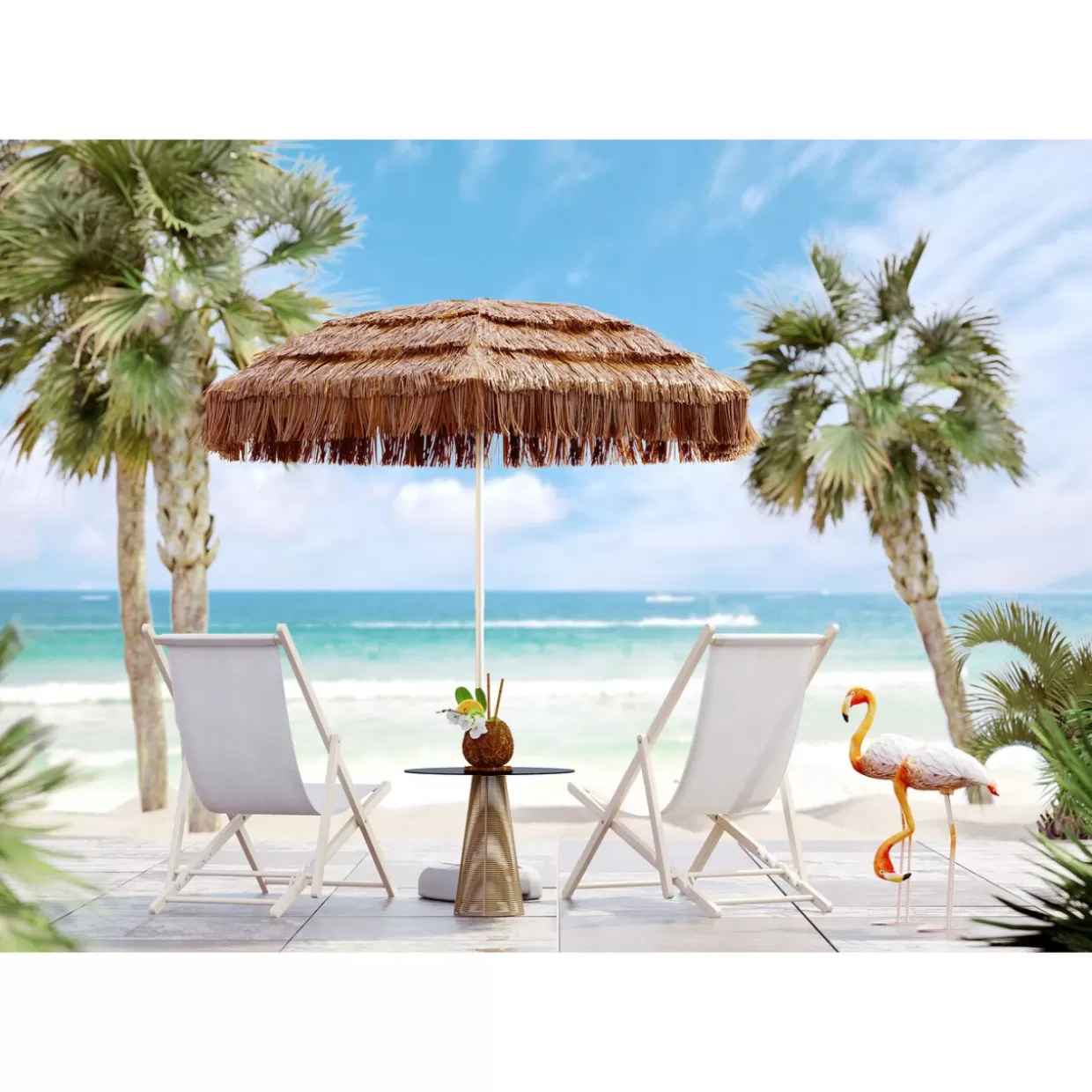 KARE Design - Flamingo Road 75 cm, Oggetto Decorativo per Interni con Stile Tropicale

，