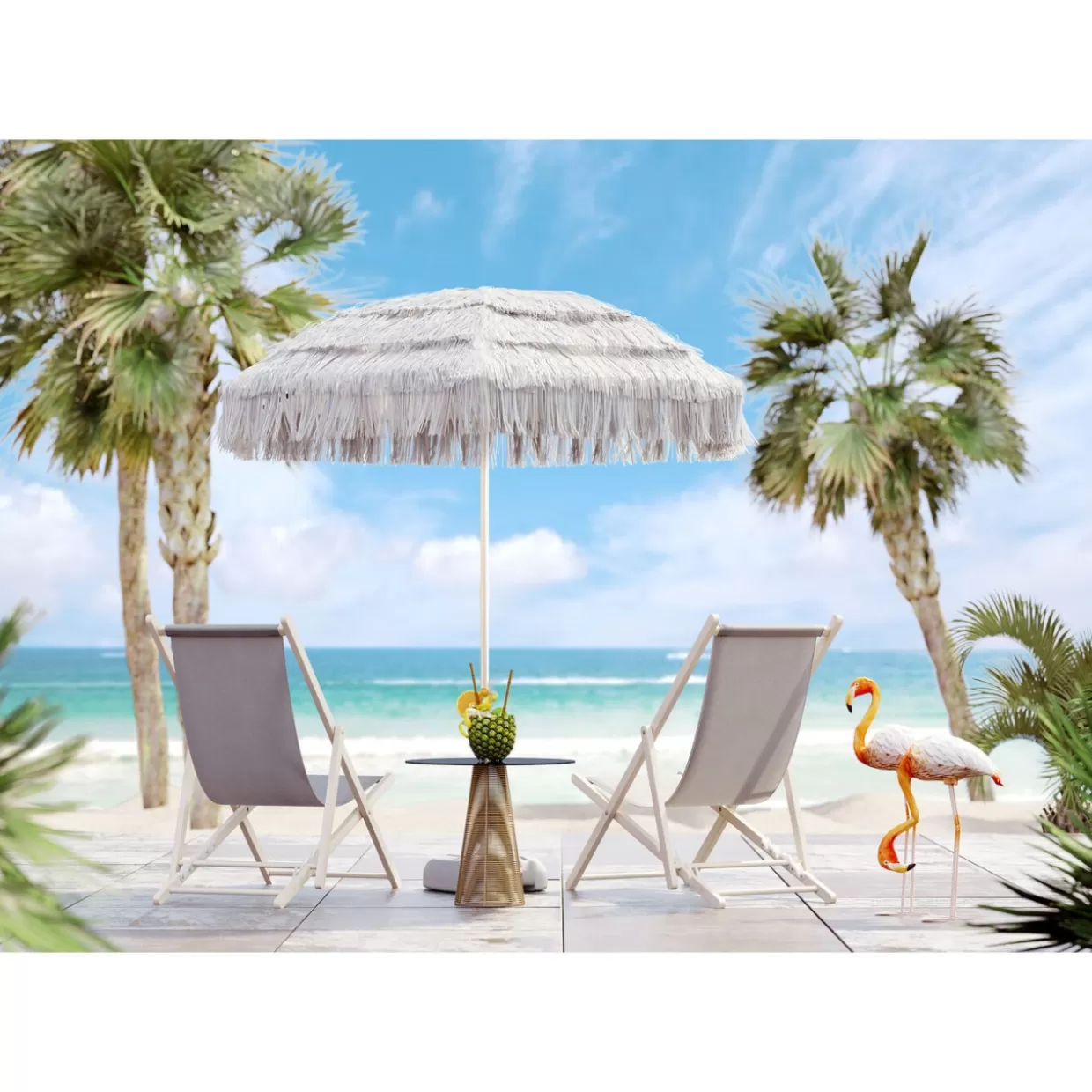 KARE Design - Flamingo Road 75 cm, Oggetto Decorativo per Interni con Stile Tropicale

，