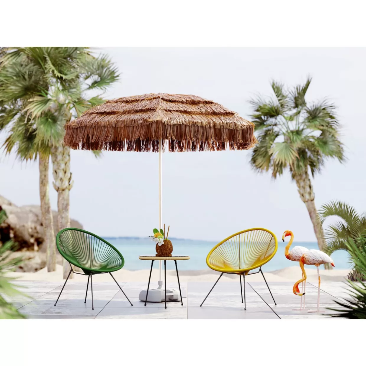 KARE Design - Flamingo Road 75 cm, Oggetto Decorativo per Interni con Stile Tropicale

，