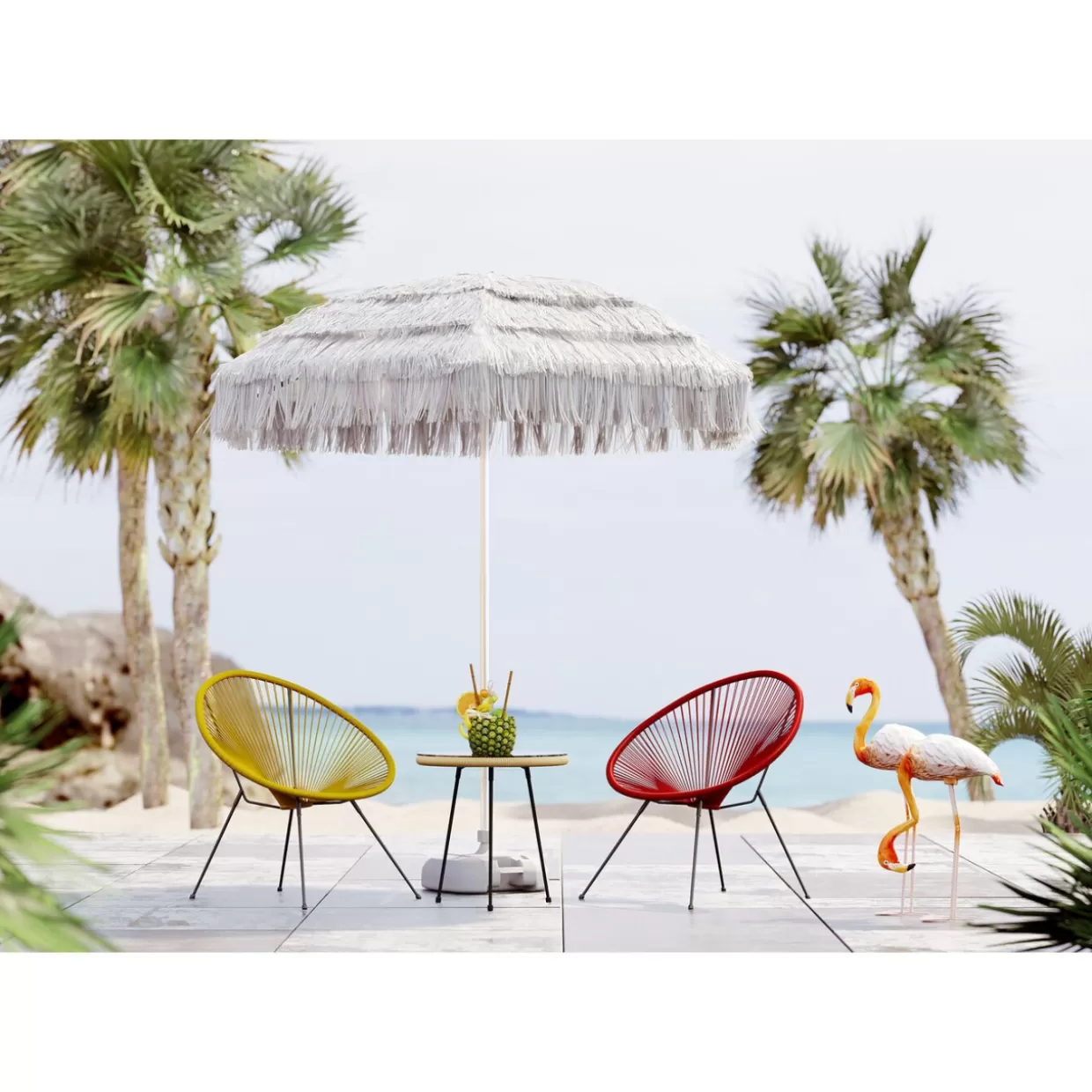 KARE Design - Flamingo Road 75 cm, Oggetto Decorativo per Interni con Stile Tropicale

，