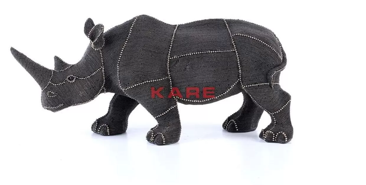 KARE Design Oggetto Decorativo Rinoceronte con Borchie e Perle - Articolo da Collezione per Casa, 25 cm