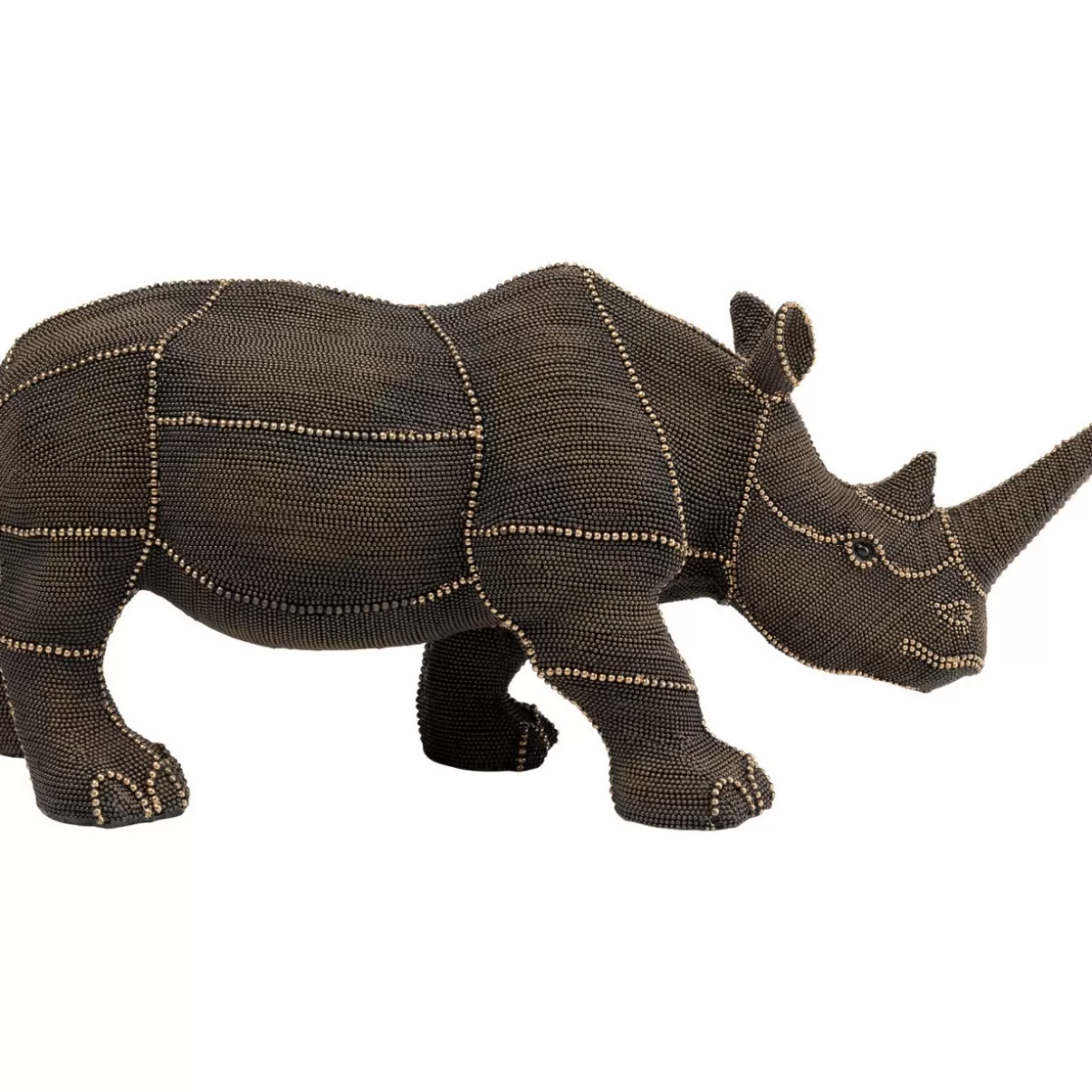 KARE Design Oggetto Decorativo Rinoceronte con Borchie e Perle - Articolo da Collezione per Casa, 25 cm