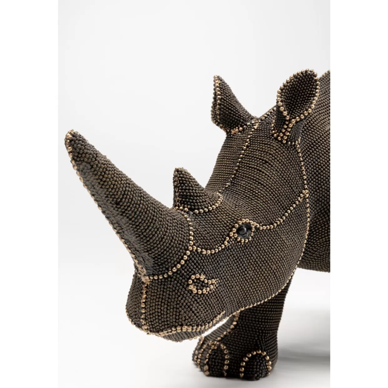 KARE Design Oggetto Decorativo Rinoceronte con Borchie e Perle - Articolo da Collezione per Casa, 25 cm