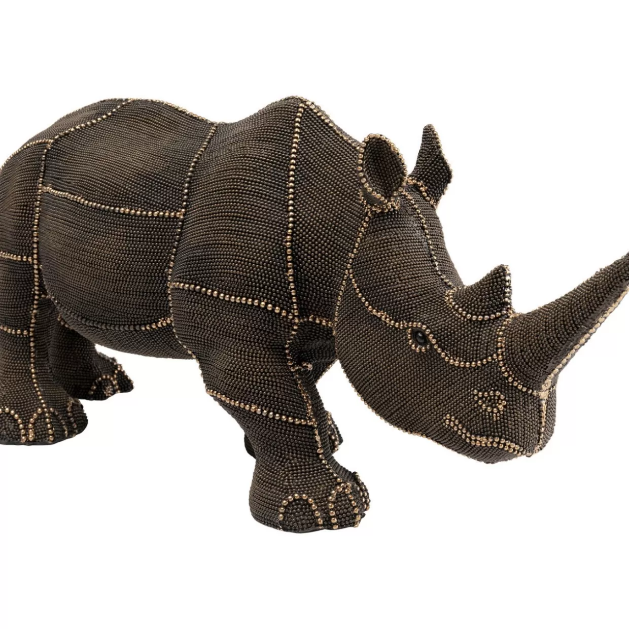 KARE Design Oggetto Decorativo Rinoceronte con Borchie e Perle - Articolo da Collezione per Casa, 25 cm