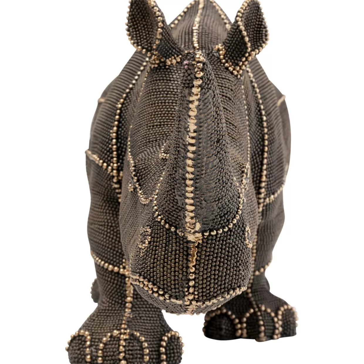 KARE Design Oggetto Decorativo Rinoceronte con Borchie e Perle - Articolo da Collezione per Casa, 25 cm