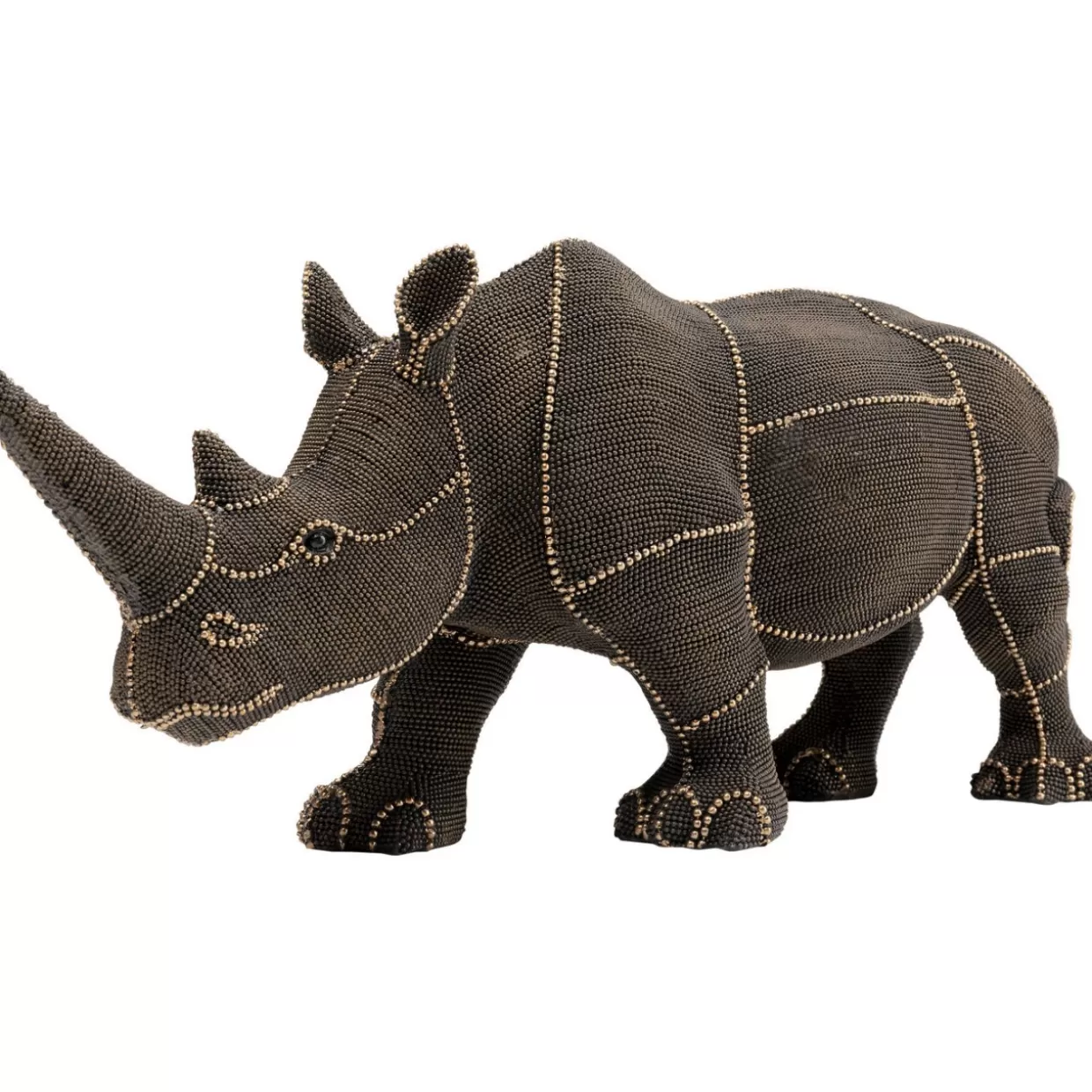 KARE Design Oggetto Decorativo Rinoceronte con Borchie e Perle - Articolo da Collezione per Casa, 25 cm