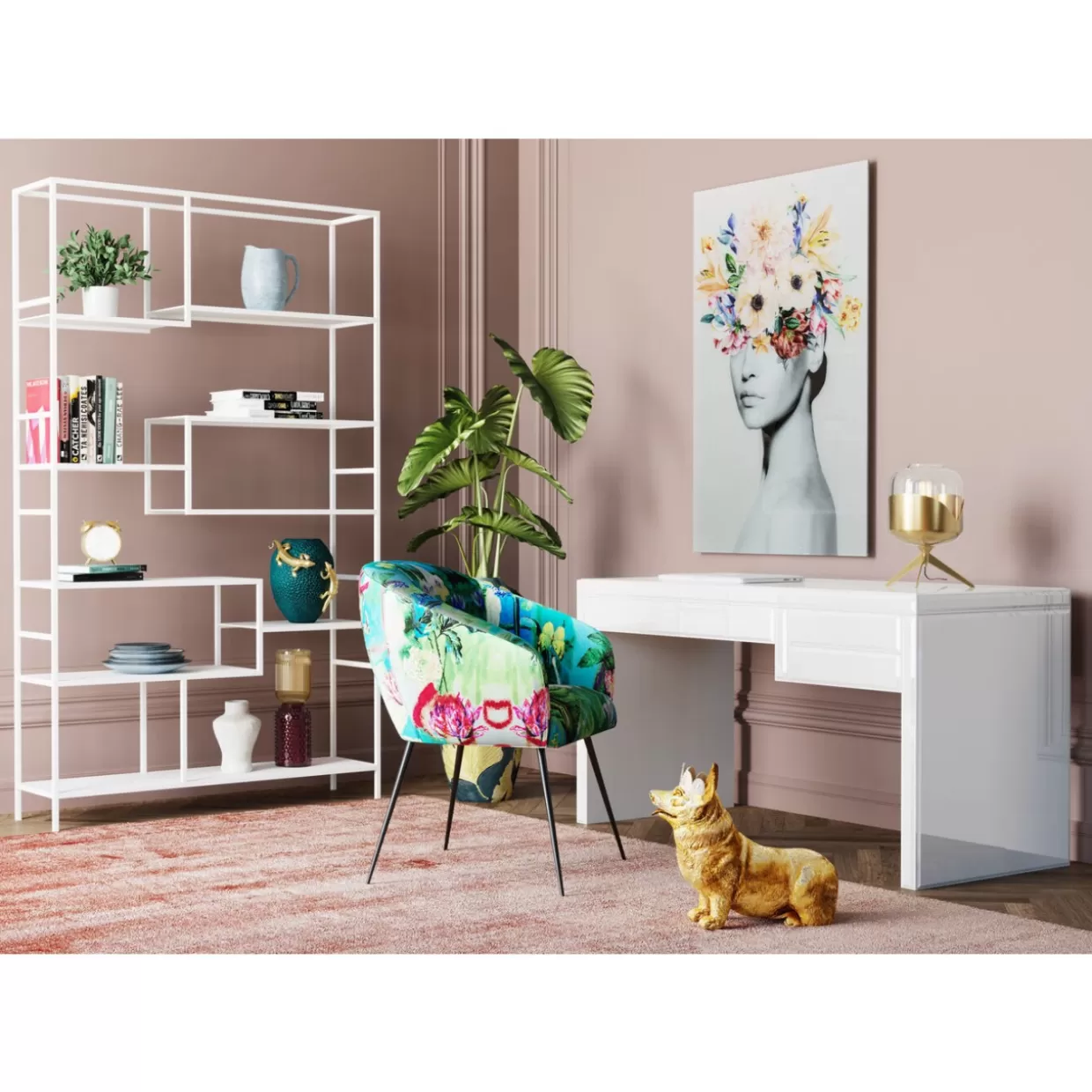KARE Design - Originale Corgi Reale Seduto in Resina, Decorazione Elegante e Articolo Regalo per Appassionati di Cani
